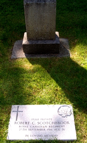 CWGC headstone for Pte Robert Scotchbrook