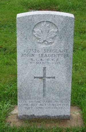 CWGC headstone for Sgt. John Leadbetter