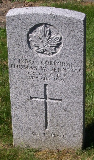 CWGC headstone for Cpl Thomas Jennings