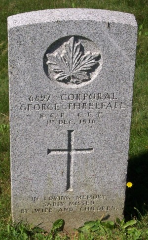 CWGC headstone for Cpl George Threlfall