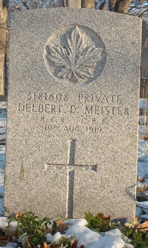 CWGC headstone for Pte Delbert Meister