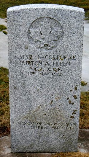 CWGC headstone for L.-Cpl. Burton Treen