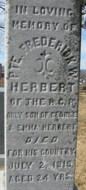 CWGC headstone for Pte Frederick Herbert