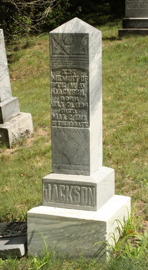 Jackson family gravestone in the Coe Hill (Salem) Pioneer Cemetery.