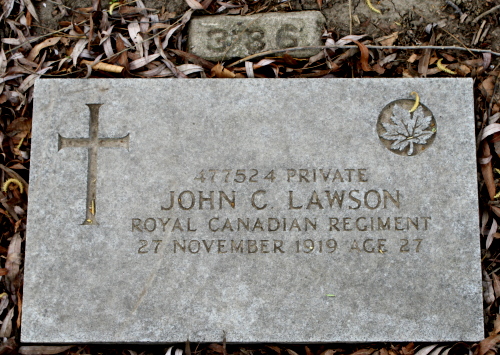 CWGC headstone for Pte John Lawson