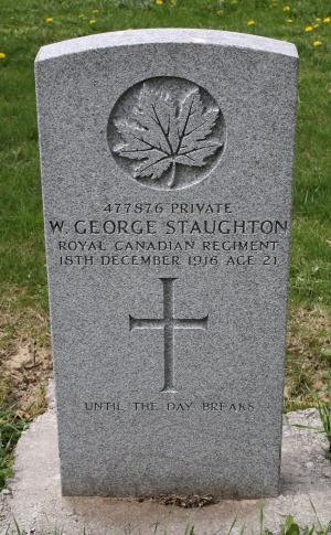 CWGC headstone for Pte Willian Staughton