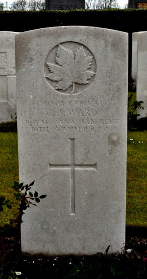CWGC headstone for Pte Charles Ward