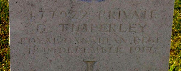 CWGC headstone for Pte George Timperley.
