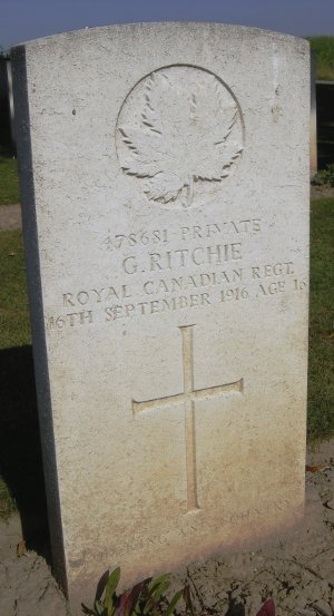 CWGC headstone for Pte George Ritchie.