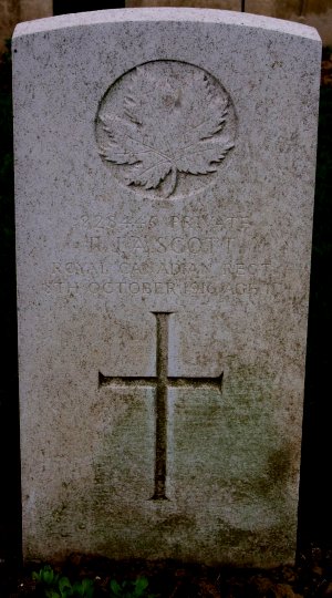 CWGC headstone for Pte Robert Scott.