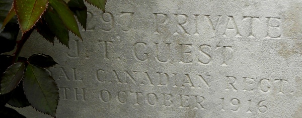 CWGC headstone for Pte John Guest.