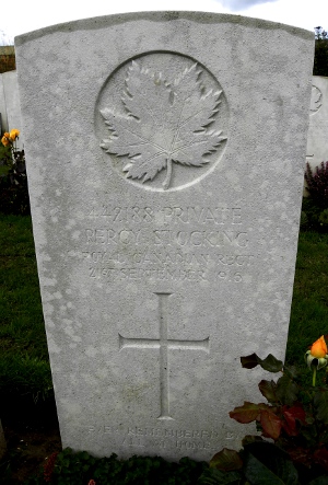 CWGC headstone for Pte Percy Stocking.