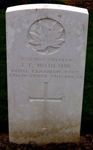 CWGC headstone for Pte Ivo Wadlow.