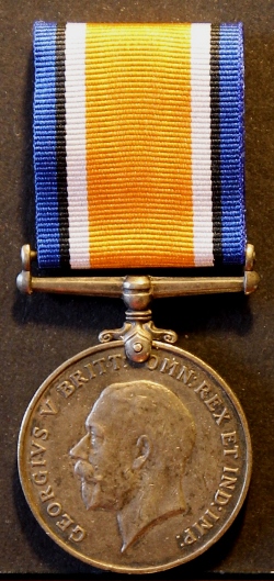 The British War Medal awarded to Private Geoffrey Austin Allen for his First World War service. Butler would also have received the Victory Medal.
